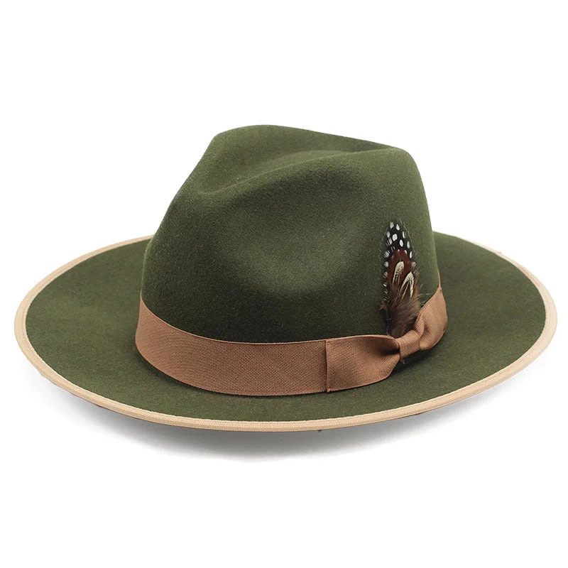 Designer wool felt hat for upscale appeal -Sophisticate's Signature Fedora-Green