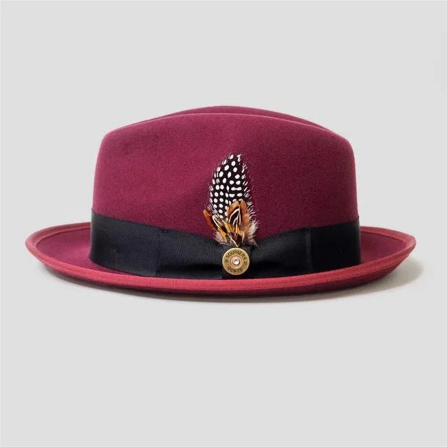 Affordable felt hat with simple chic look -Sophisticate's Signature-Fedora Burgundy