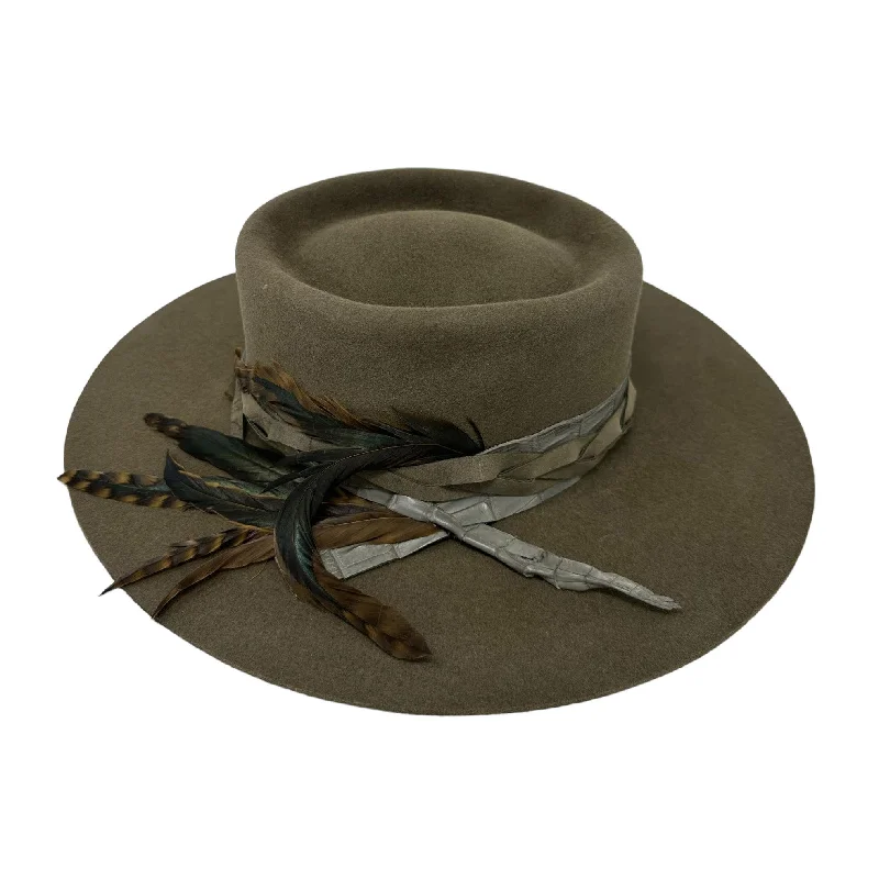 Soft felt hat with plush wool feel -Gambler Olive Boater