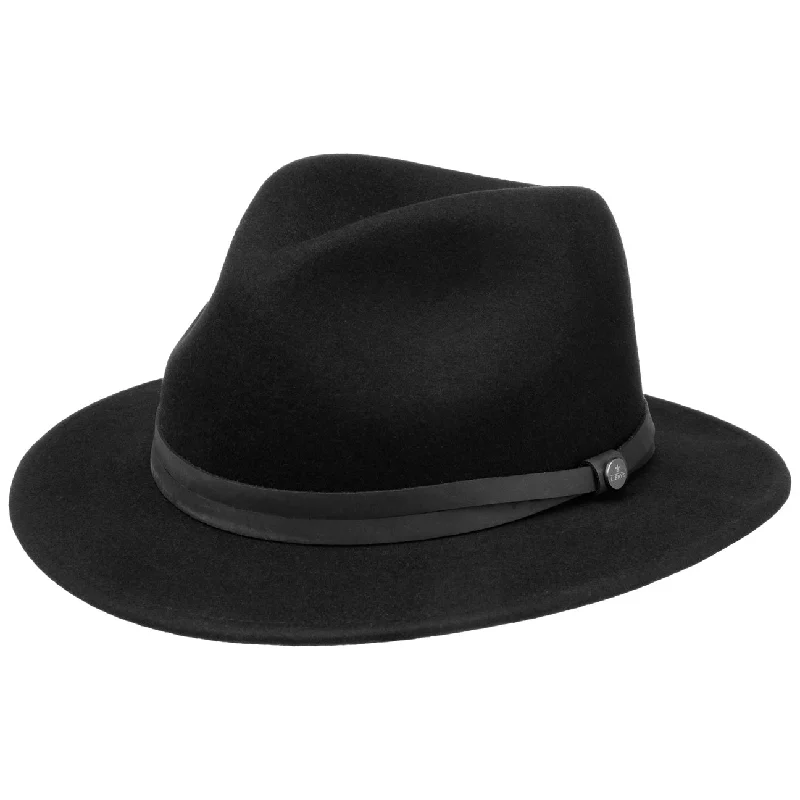 Classic black felt hat for versatile wear -Monterrey Traveller Wool Fedora Hat