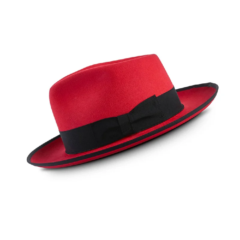 Handmade felt hat with unique artistic flair -Reverie Radiance Fedora-Red