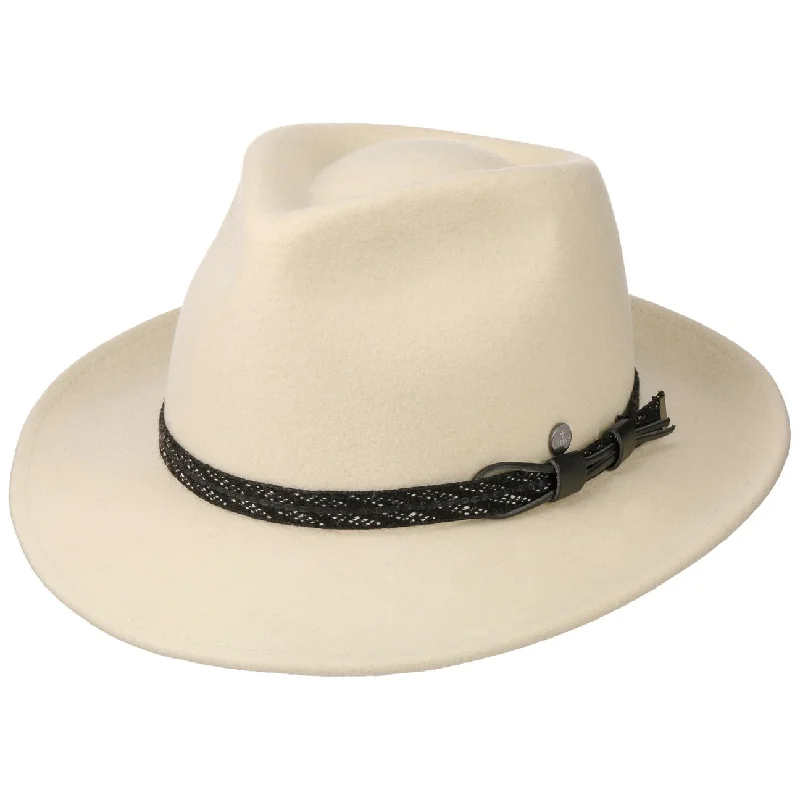 Bold felt hat with unique shape design -Barnell White Bogart Wool Felt Hat by Lierys