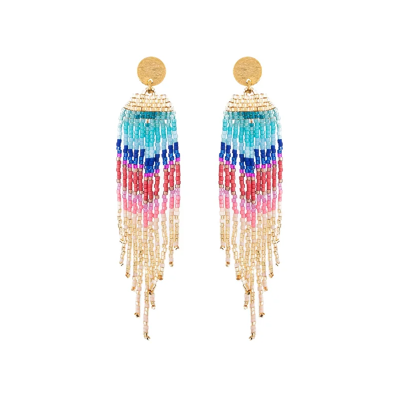 Screw Back Drop Earrings for Security -Rainbow earrings - Miyuki beads