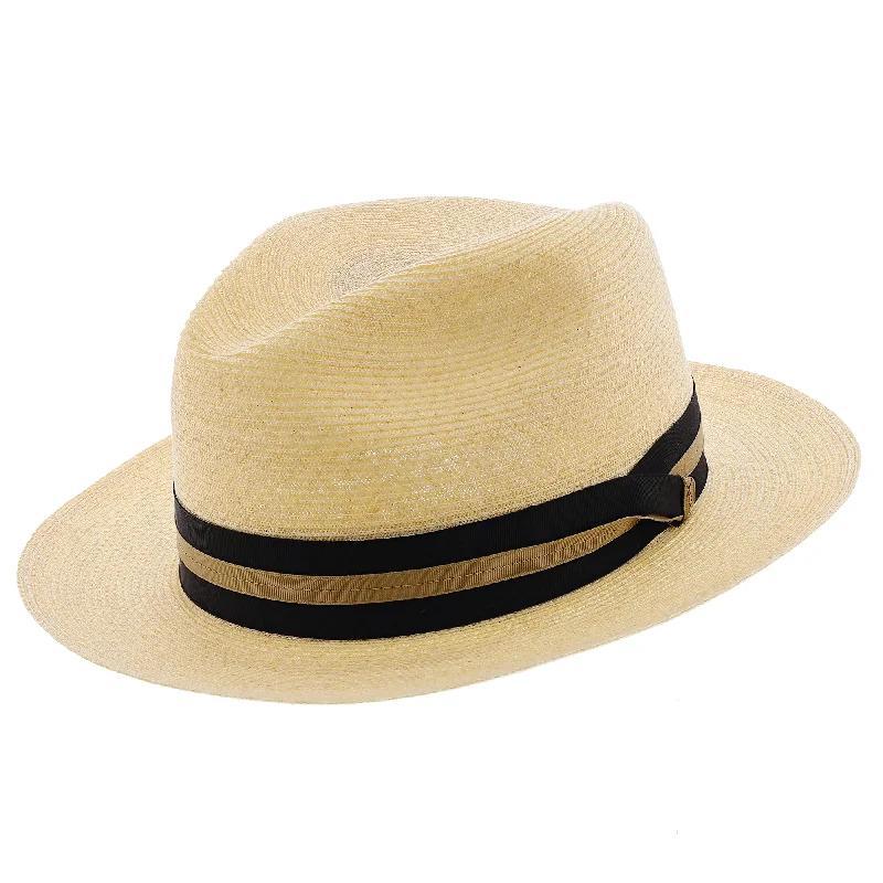 Elegant felt hat with velvet ribbon accent -Bristol - Stetson Hemp Straw Fedora Hat