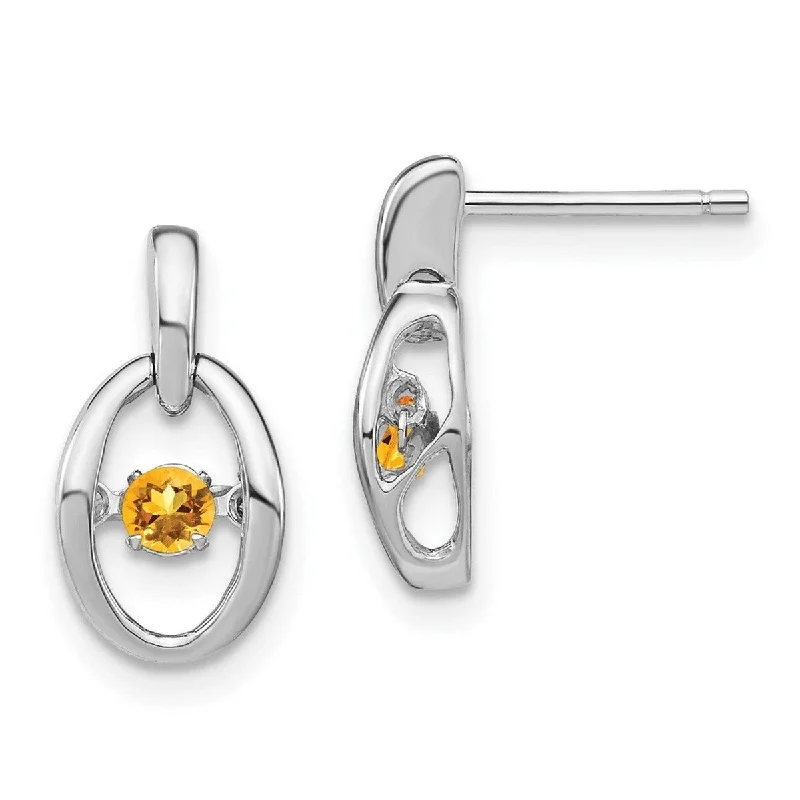 Indian Drop Earrings with Intricacy -Curata 925 Sterling Silver Rhodium Citrine Vibrant Earrings - 14x7.5mm