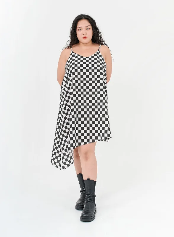 Tie-up Dresses for Decorative -Plus Checked Sleeveless Dress IG09