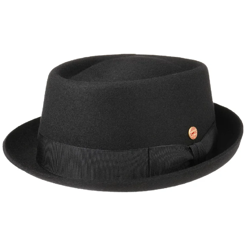 Casual felt hat with simple wool design -Gareth Soft Wool Pork Pie Hat by Mayser