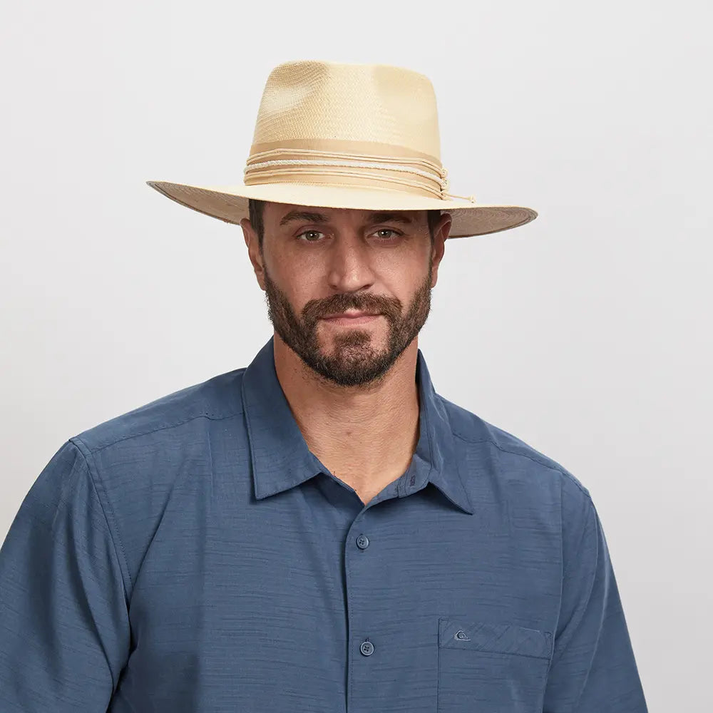 Warm felt hat with thick cozy layers -Corinth | Mens Wide Brim Straw Fedora Hat