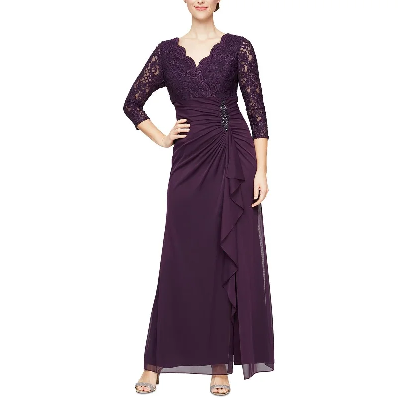 Wrap Dresses for Adjustable -Alex Evenings Womens Lace Glitter Evening Dress