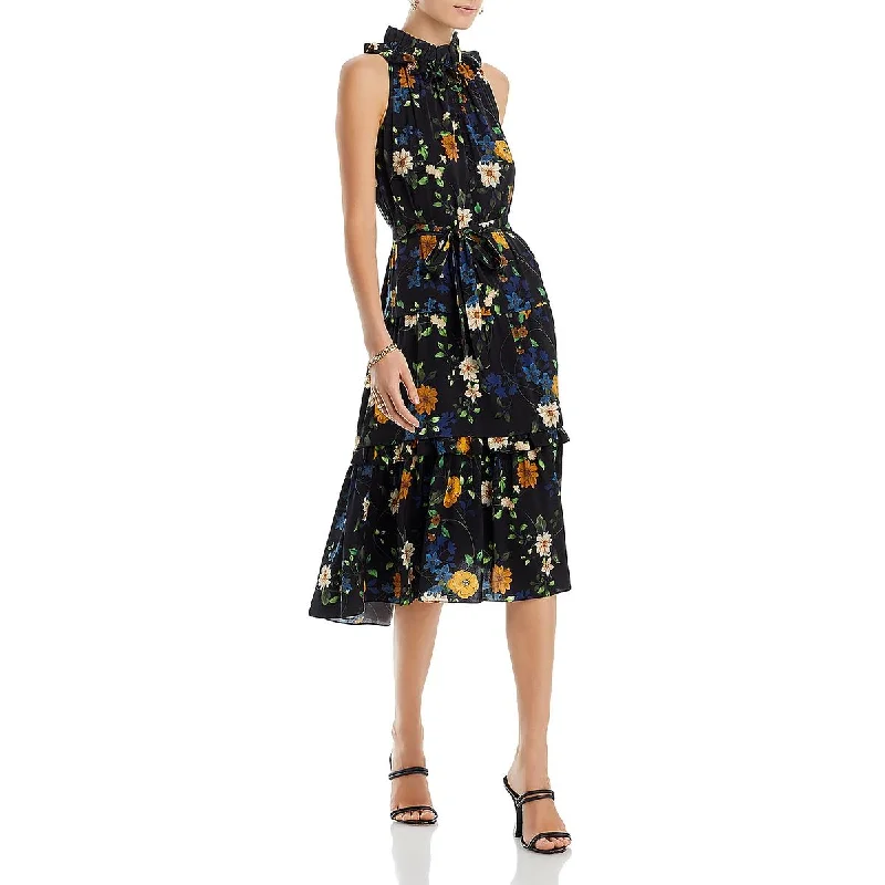 Elastic Dresses for Fit -Kobi Halperin Womens Ryan Floral Print Ruffled Midi Dress