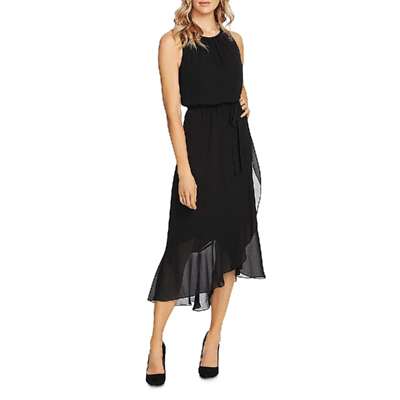 Sundress Dresses for Sunny -Vince Camuto Womens Ruffled Pleated-Neck Midi Dress