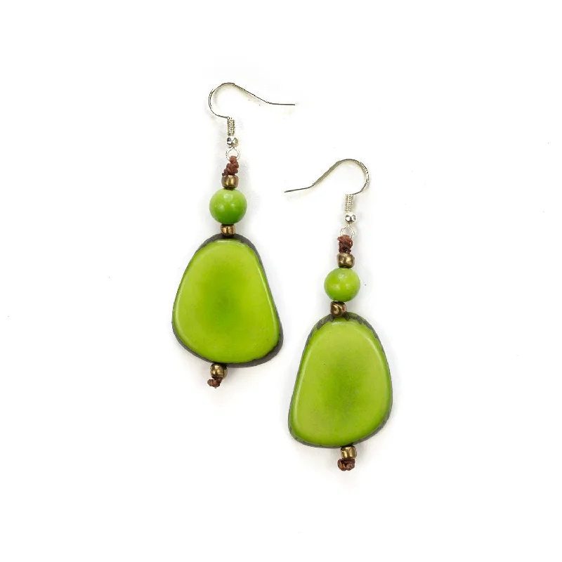 Drop Earrings for Work Attire -Alma Earrings, Green