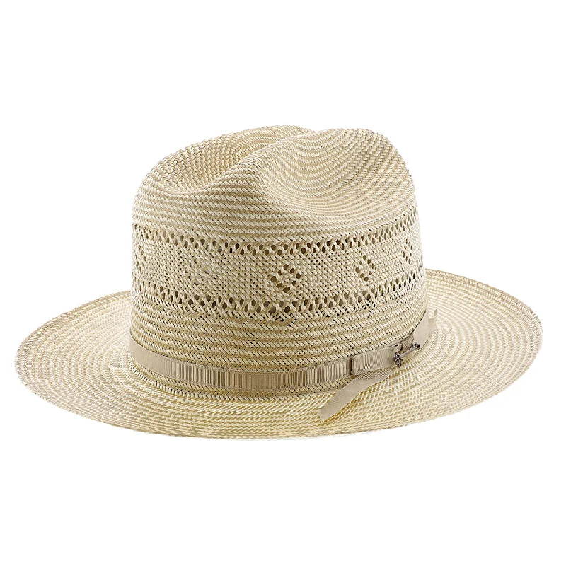 Durable wool felt hat for outdoor durability -Open Road 2 - Stetson Shantung Straw Fedora Hat