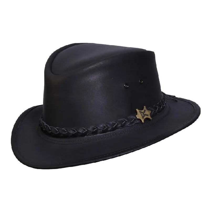 Classic black felt hat for versatile wear -Sophisticate's Signature Leather Fedora