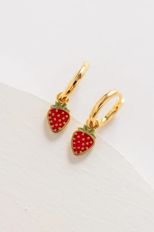 Drop Earrings for Office Wear -Cove Strawberry Huggie Earrings