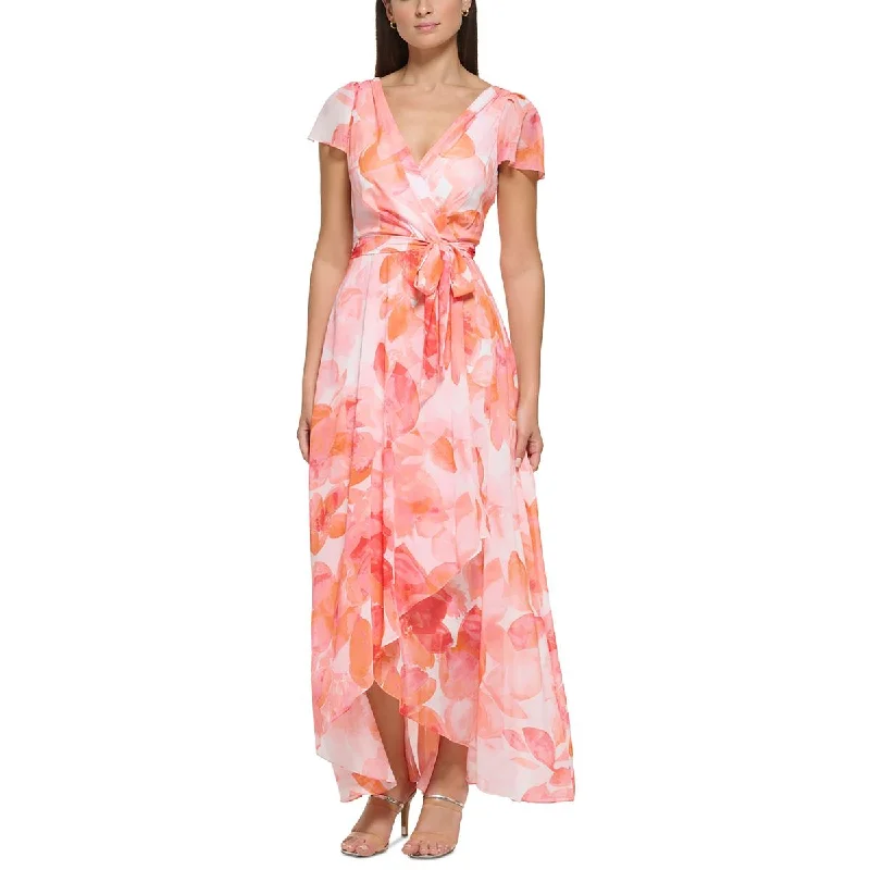 Ethnic Dresses with Tribal Design -DKNY Womens Floral Print Long Wrap Dress