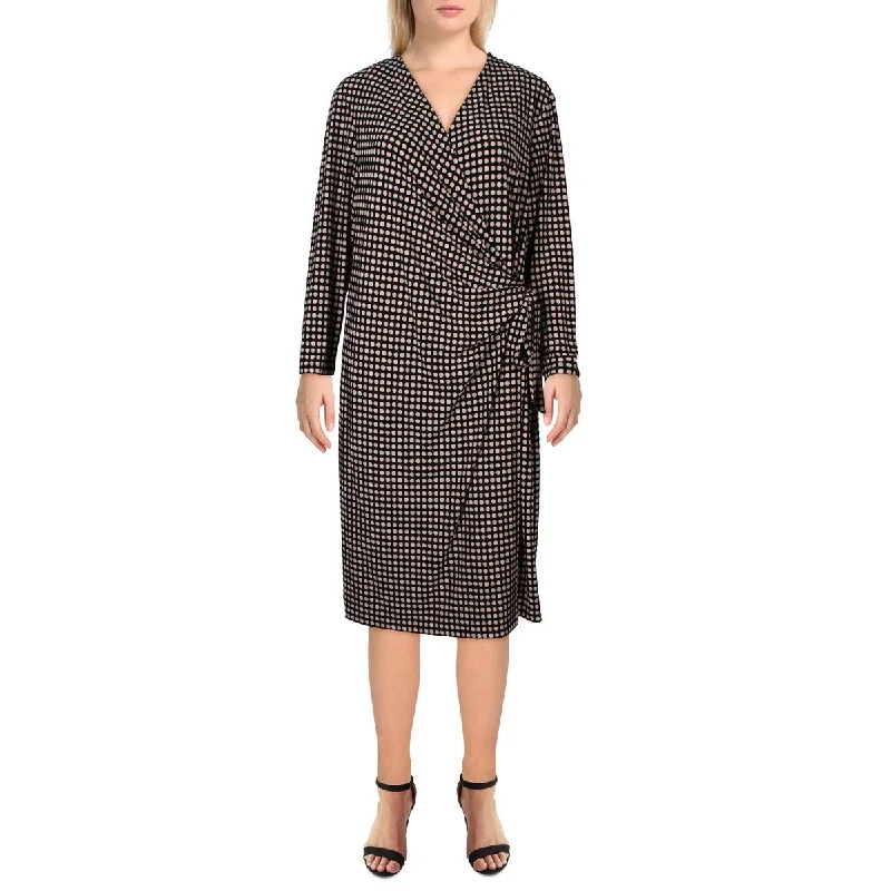 Cotton Dresses for Comfort -Anne Klein Womens Printed Midi Wrap Dress