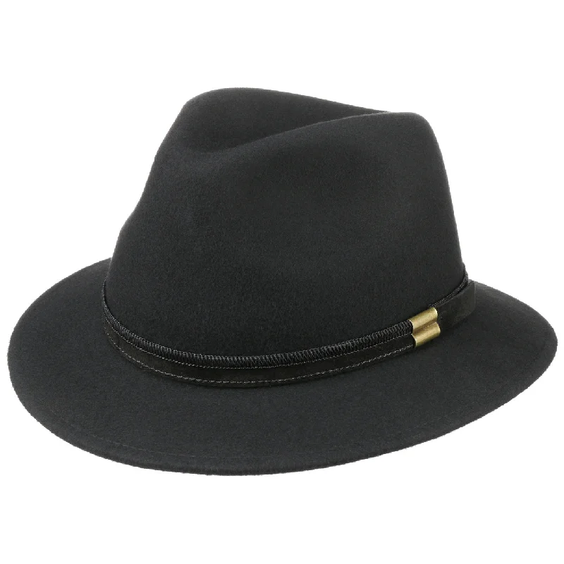 Handcrafted felt hat with natural wool tones -Small Brim Traveller Felt Fedora Hat