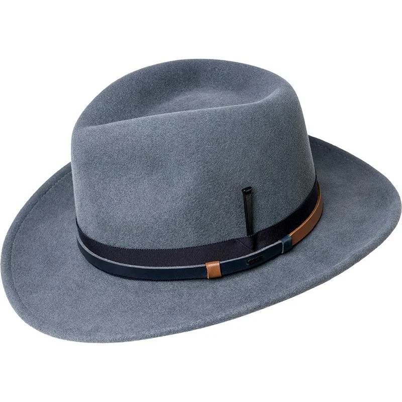 Lightweight felt hat with adjustable band fit -Falcon - Bailey Stiff Brim Wool Felt Teardrop Outback Fedora Hat