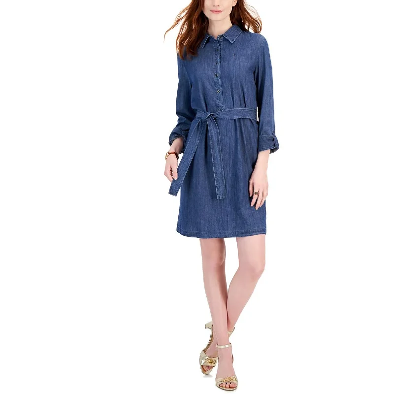 Wrap Dresses for Adjustable -Tommy Hilfiger Womens   Collar Belted Shirtdress