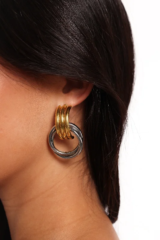 Drop Earrings with Wave Designs -Cyra Earrings - Gold/Silver