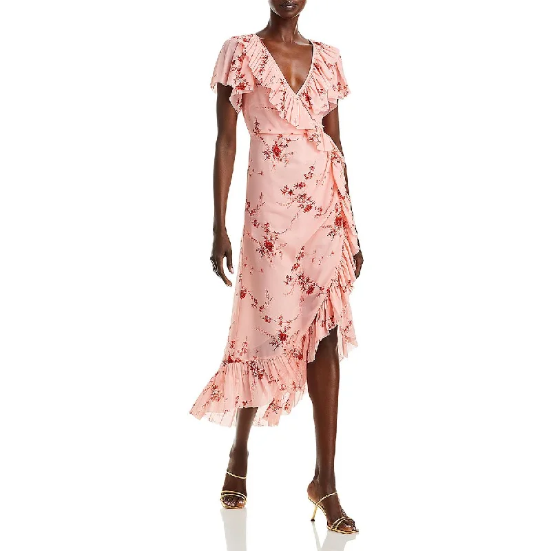 Minimalist Dresses for Simplicity -Cinq a Sept Womens Floral Print Hi-Low Midi Dress