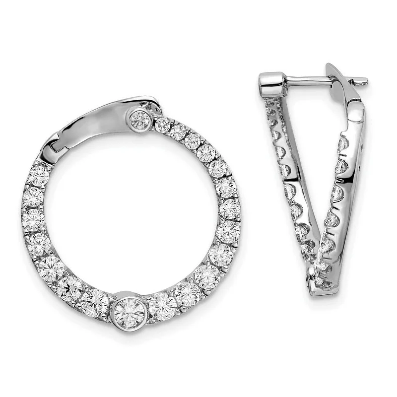 Minimalist Drop Earrings with Simplicity -Curata 925 Sterling Silver CZ Cubic Zirconia Circle Front and Back Earrings - 22.3x22mm Wide 10mm Thick