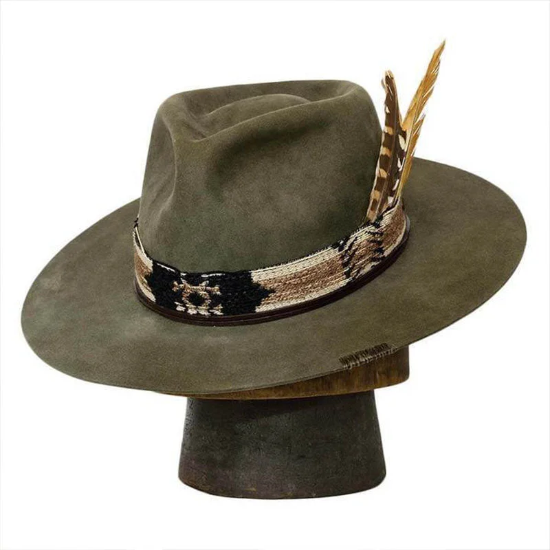 Vintage felt hat for retro fashion lovers -Aristocratic Attire Burning Feather Fedora