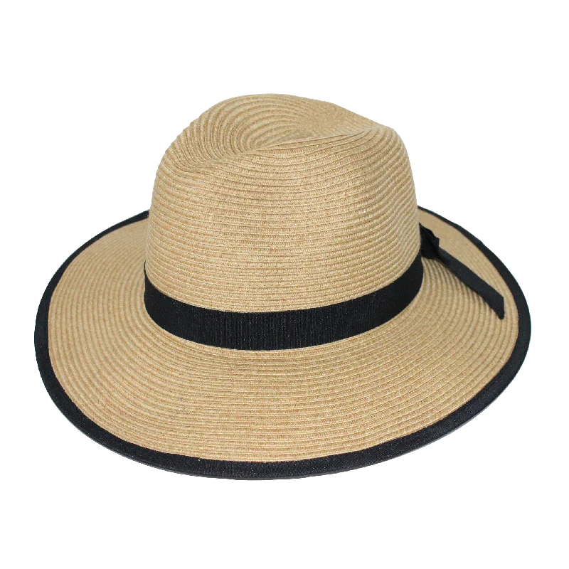 Elegant felt hat with delicate feather trim -Lois Fedora Hat - Camel