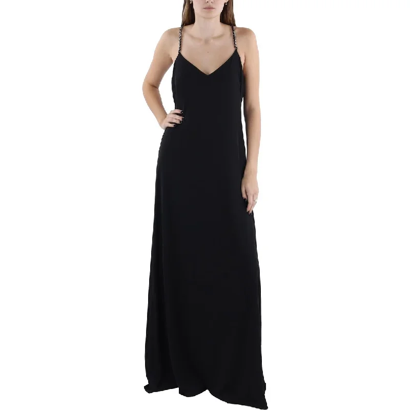 Green Dresses for Nature -Lauren Ralph Lauren Womens Chain Sleeveless Evening Dress