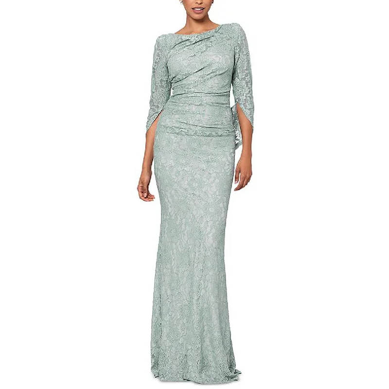 Long-sleeved Dresses for Coverage -Betsy & Adam Womens Petites Lace Capelet Evening Dress