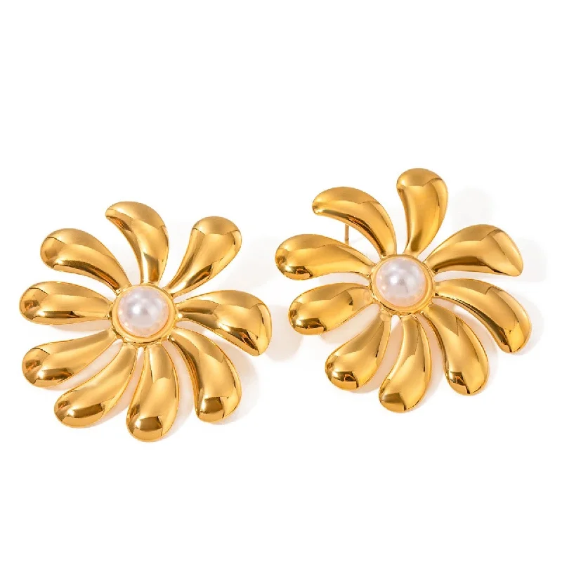 Heart Shaped Drop Earrings for Love -Gwen Statement Stud Flower Earrings