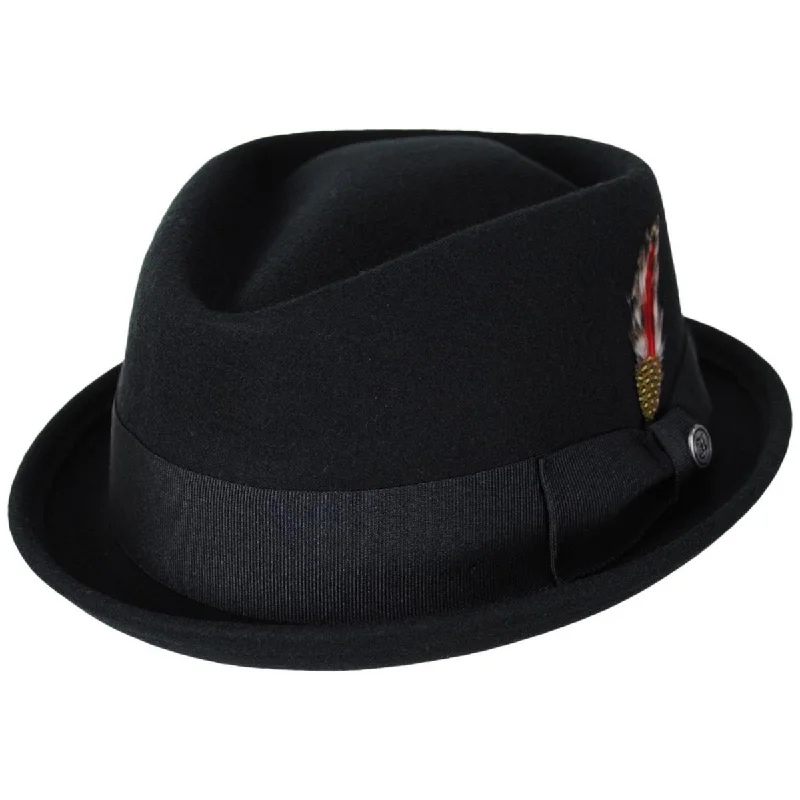 Vintage felt hat with classic fedora shape -Wholesale Crushable Wool Felt Diamond Crown Fedora Hat B2B Pre-Pack