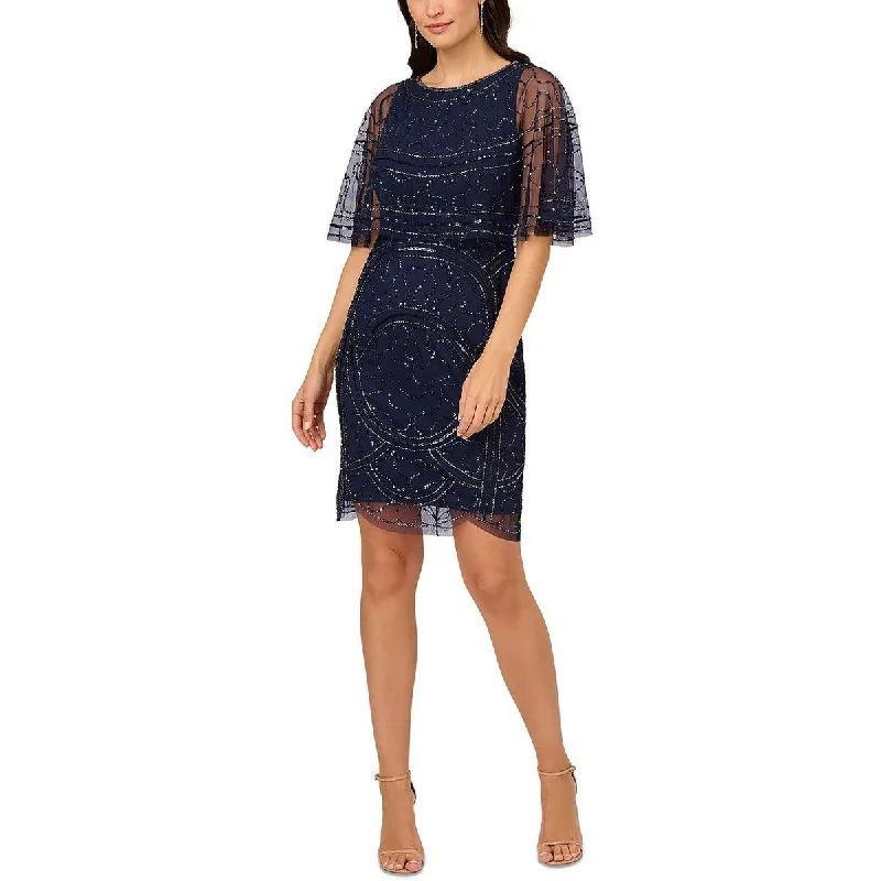 Low-waisted Dresses for Relaxed -Papell Studio by Adrianna Papell Womens Mesh Sequin Cocktail And Party Dress