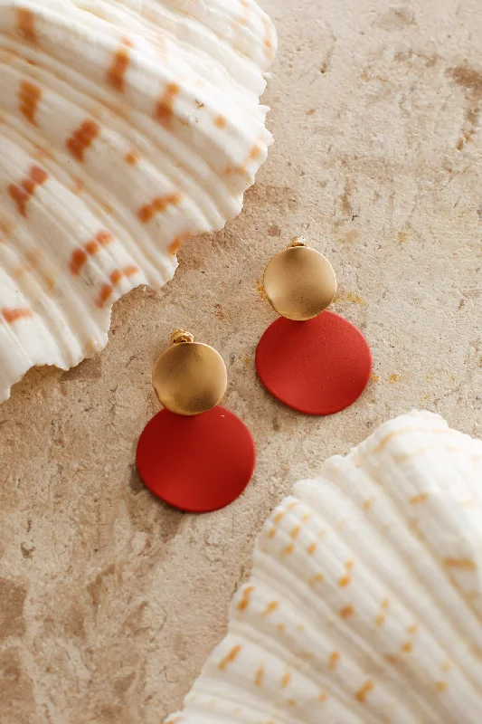 Leverback Drop Earrings for Comfort -Meriah Circle Earrings Red