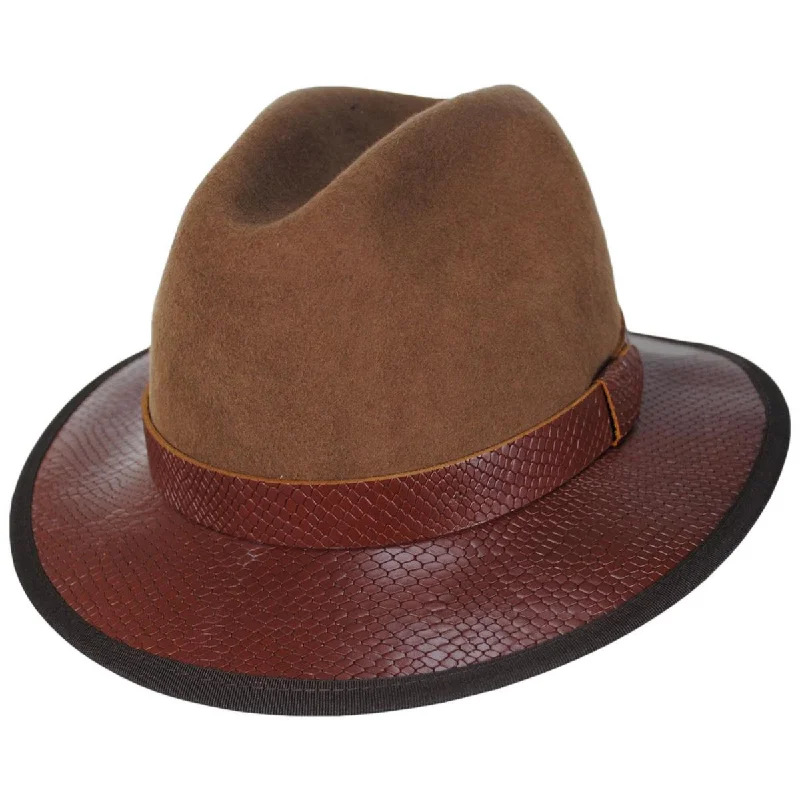 Vintage felt hat with timeless retro appeal -Rhea Wool & Leather Safari Fedora Hat