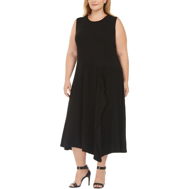 Evening Dresses for Formal Events -Calvin Klein Womens Plus Knit Sleeveless Midi Dress