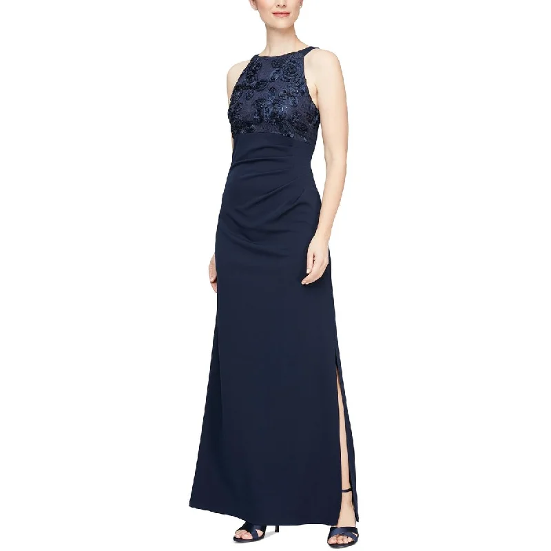 One-shoulder Dresses for Trendy -SLNY Womens Petites Soutache Long Evening Dress