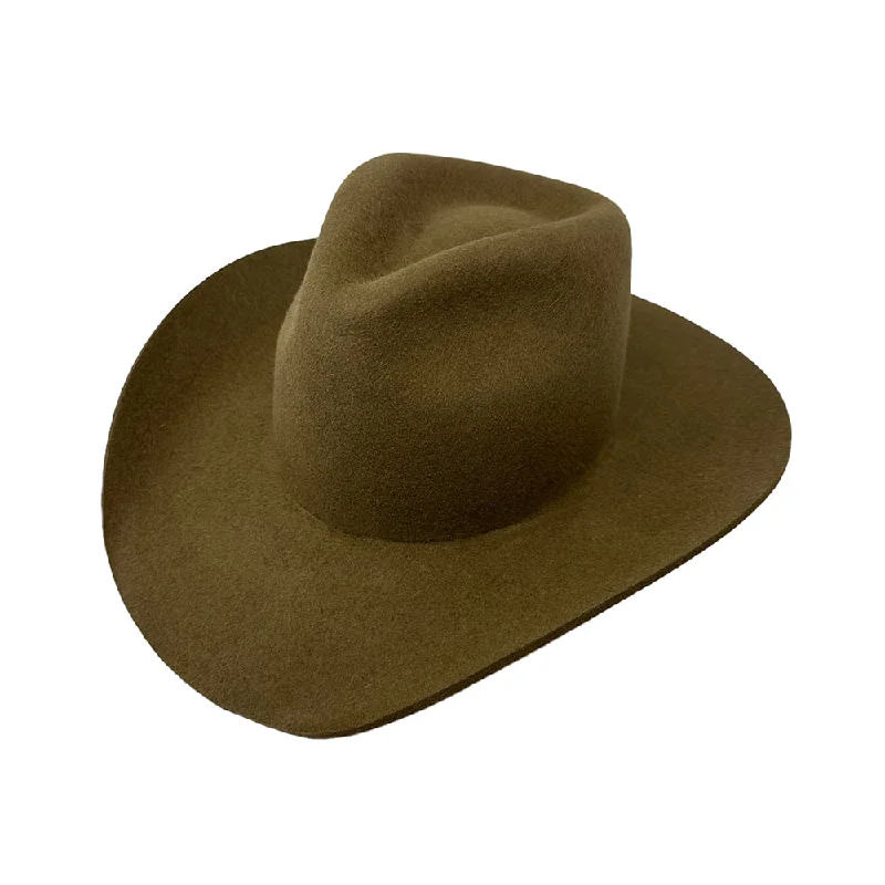 Designer felt hat with artistic wool craft -Maverick Teardrop Olive Brown