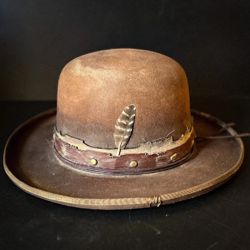 Vintage felt hat for retro fashion lovers -Distressed Fedora Traveler of the Loner