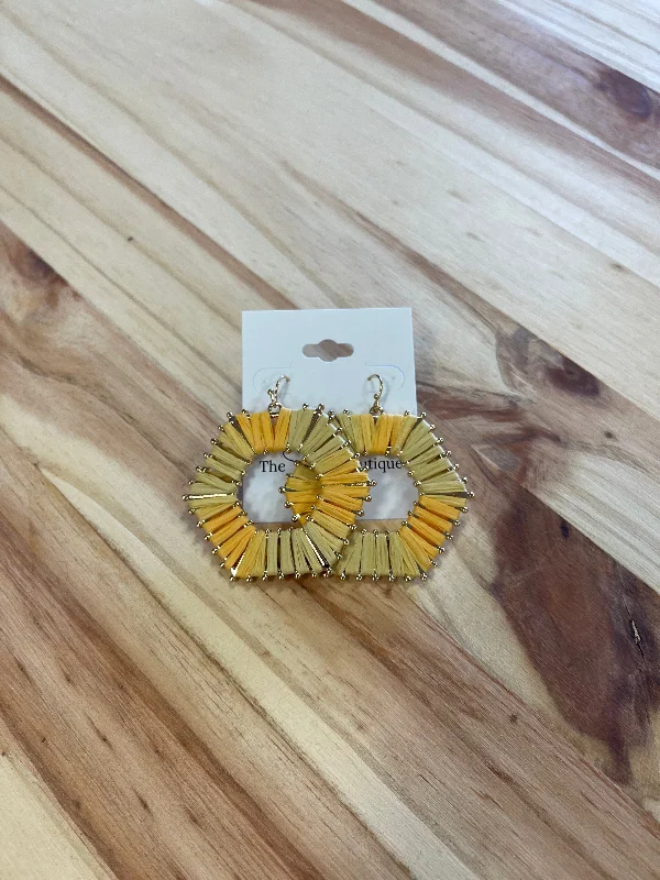 Heavy Duty Drop Earrings for Durability -Yellow Geo Earrings