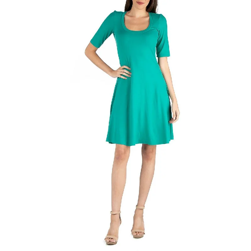 Wrap Dresses for Adjustable -24seven Comfort Apparel Womens Plus Knit Scoop Neck Shift Dress