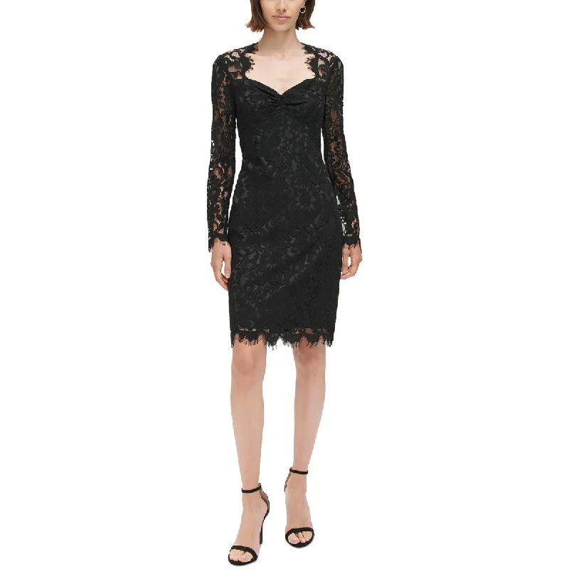 Formal Dresses for Occasions -Eliza J Womens Lace Overlay Knee Length Sheath Dress