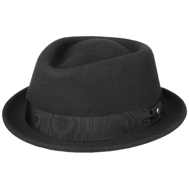 Bold felt hat with vibrant color pops -Classic Pork Pie Wool Felt Fedora Hat