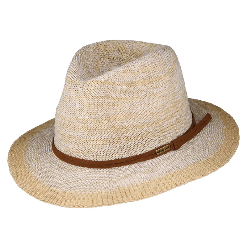 Luxury felt hat with elegant wool finish -Barbour Hats Barmouth Fedora Sun Hat - Natural