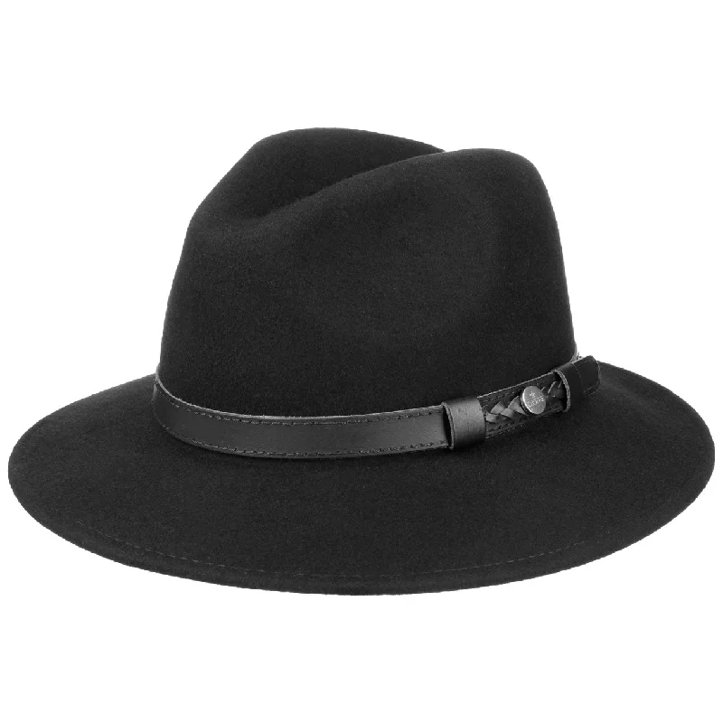 Stylish felt hat for fashionable headwear -Old-World Wool Felt Traveller Fedora Hat