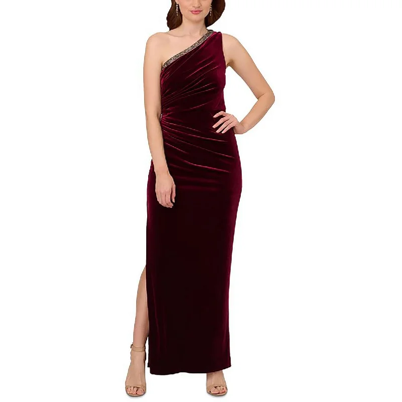 A-line Dresses for Flattering -Adrianna Papell Womens Velvet Maxi Evening Dress