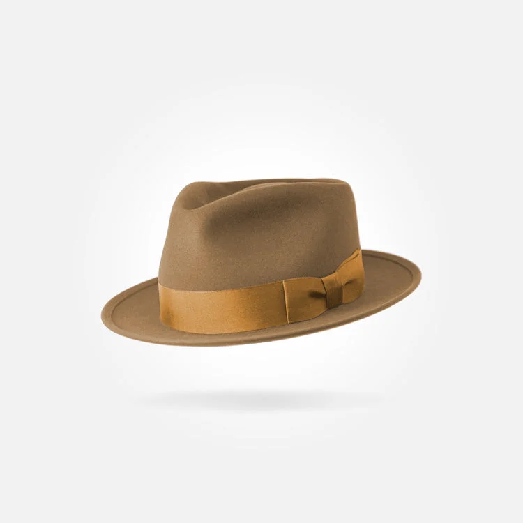 Affordable wool felt hat for simple elegance -Classic Charm Fedora Fur Felt Hat in Camel