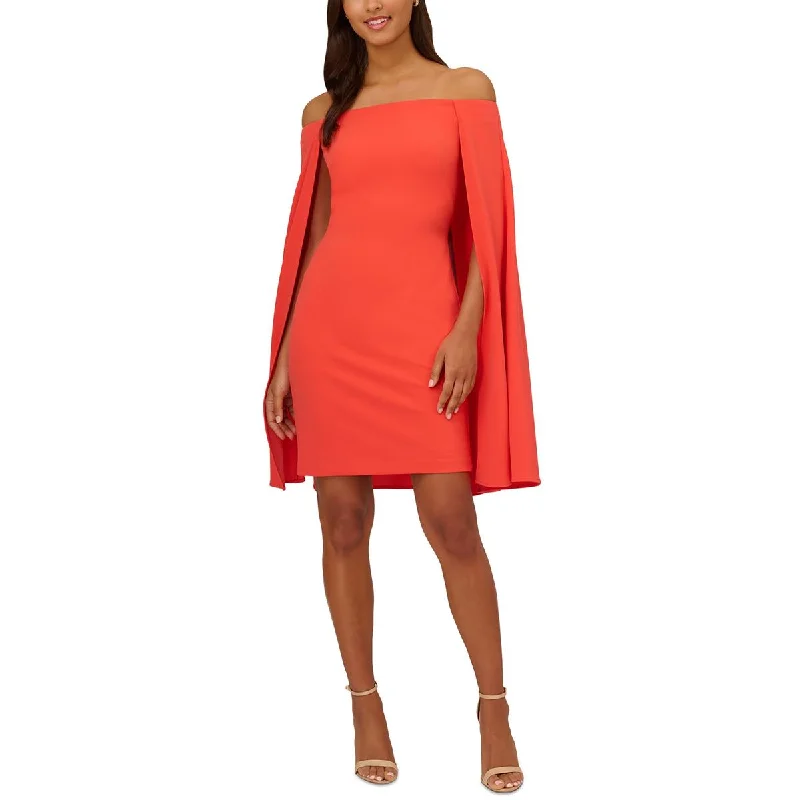 Midi Dresses for Versatile Wear -Adrianna Papell Womens Crepe Off-The-Shoulder Sheath Dress