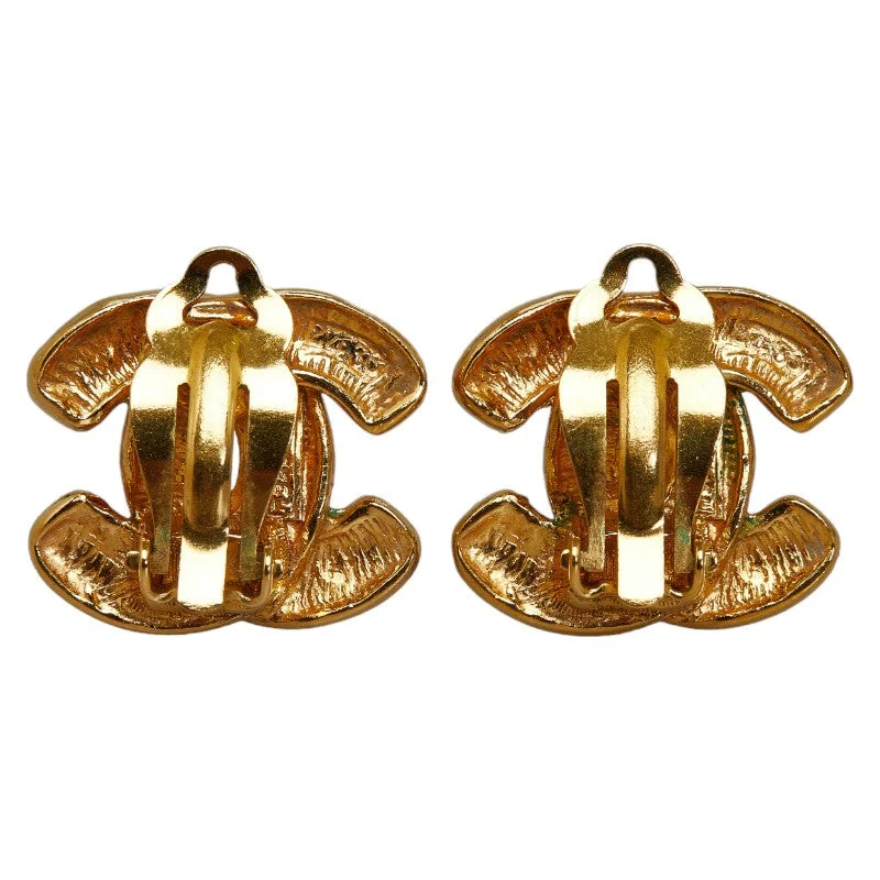 Ethnic Drop Earrings with Tribal Design -CHANEL Vintage Earrings in Gold Plating Ladies